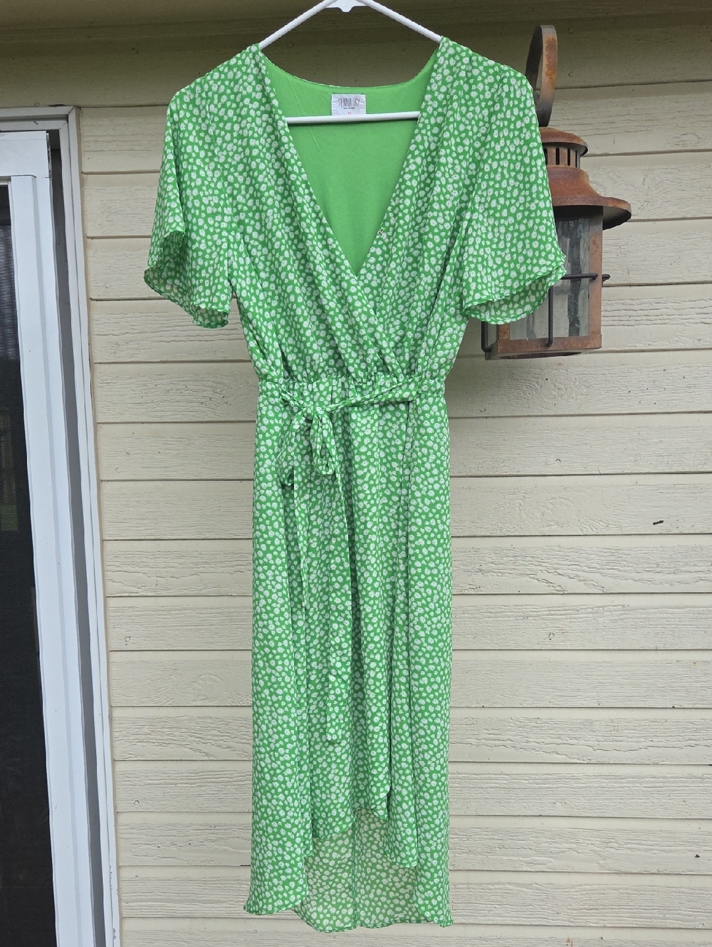 Sienna Sky Green Floral Wrap Midi Dress